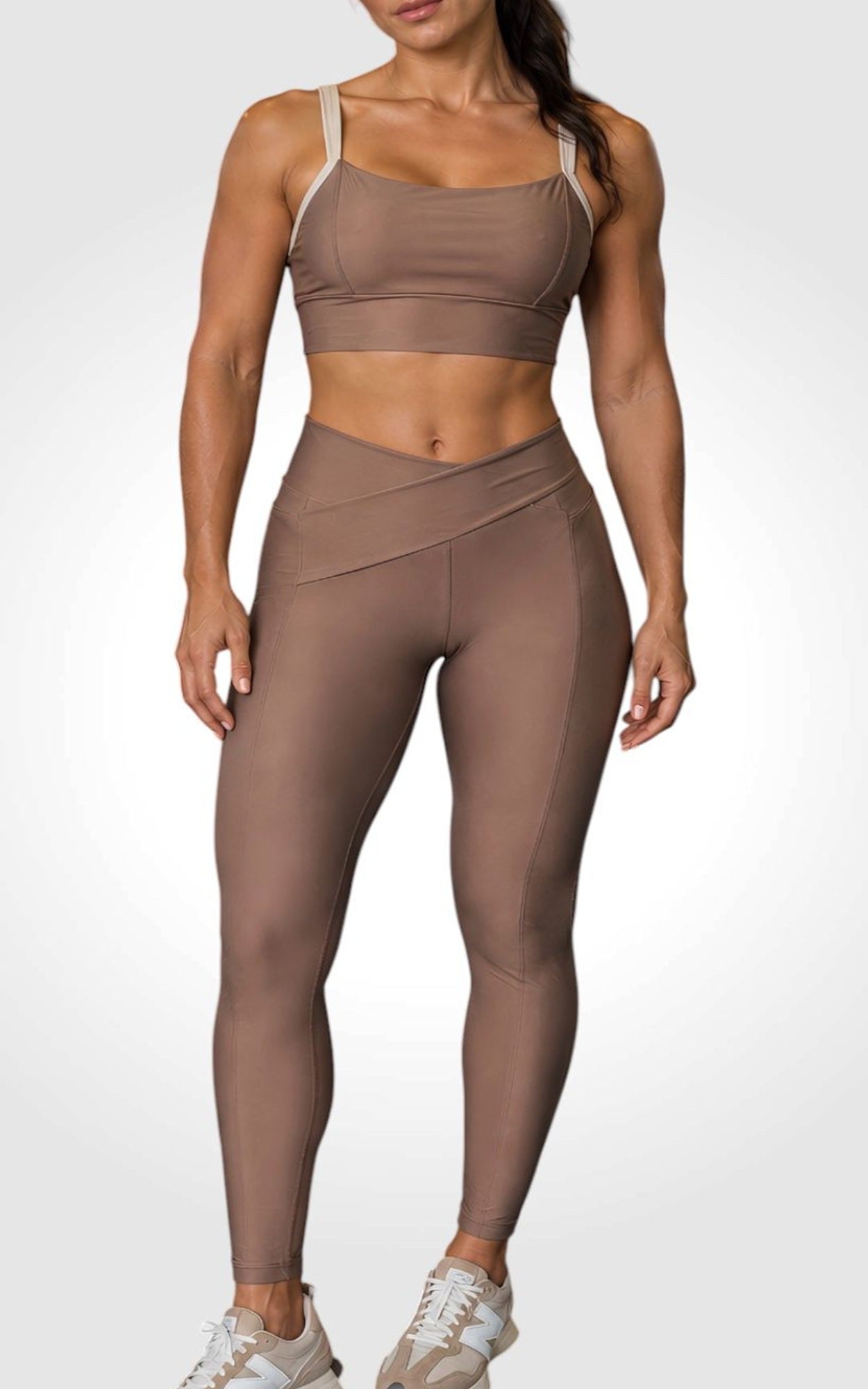 Legging Cós Transpassado Castanho