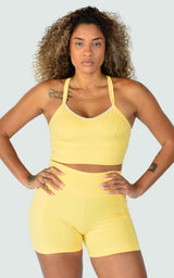 Conjunto Amarelo Manteiga Fitness Action Gear