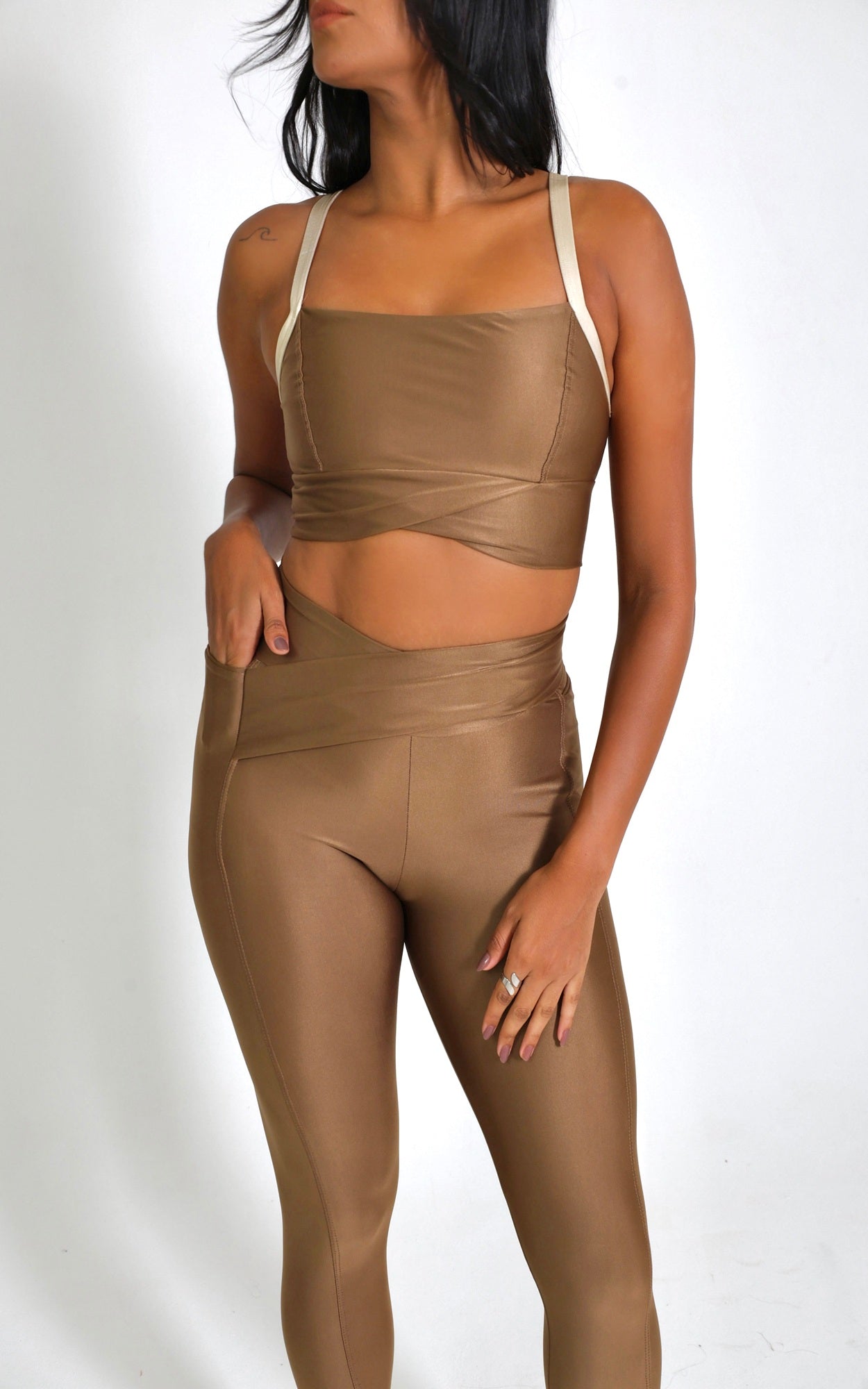 Legging Cós Cruzado Transpassado Mascavo