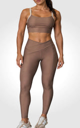 Legging Cós Transpassado Castanho