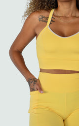 Conjunto Amarelo Manteiga Fitness Action Gear
